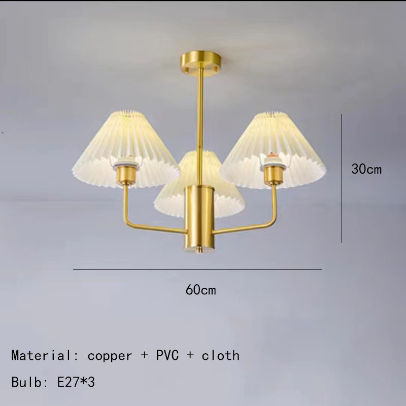 Modern Copper Chandeliers White Cloth Lampshade Gold Chandelier(WH-AP-581)