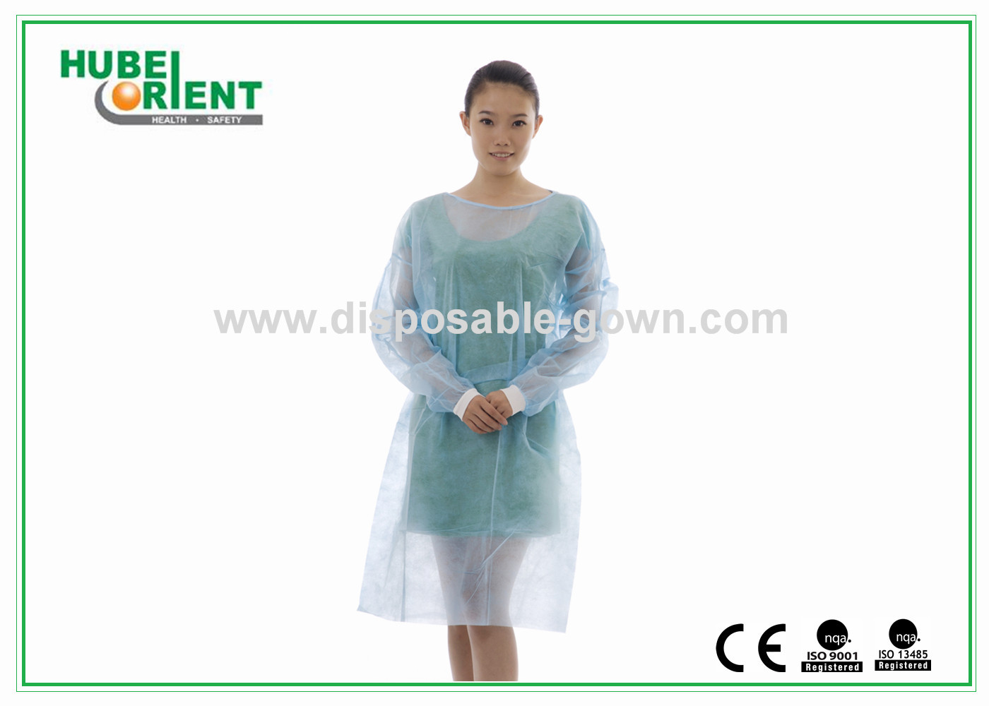 with Knitted Wrist PP PE Disposable Use Isolation Gowns Water Resistant For Hospital