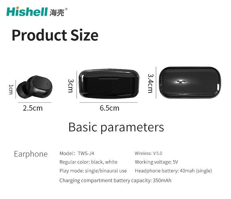 J4 5V Mini Invisible Bluetooth Earbuds Multifunctional Durable