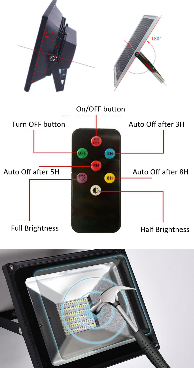 Solar Powered Day Night LED Flood Light 50w For Warehouse 120 Degree Beam Angle