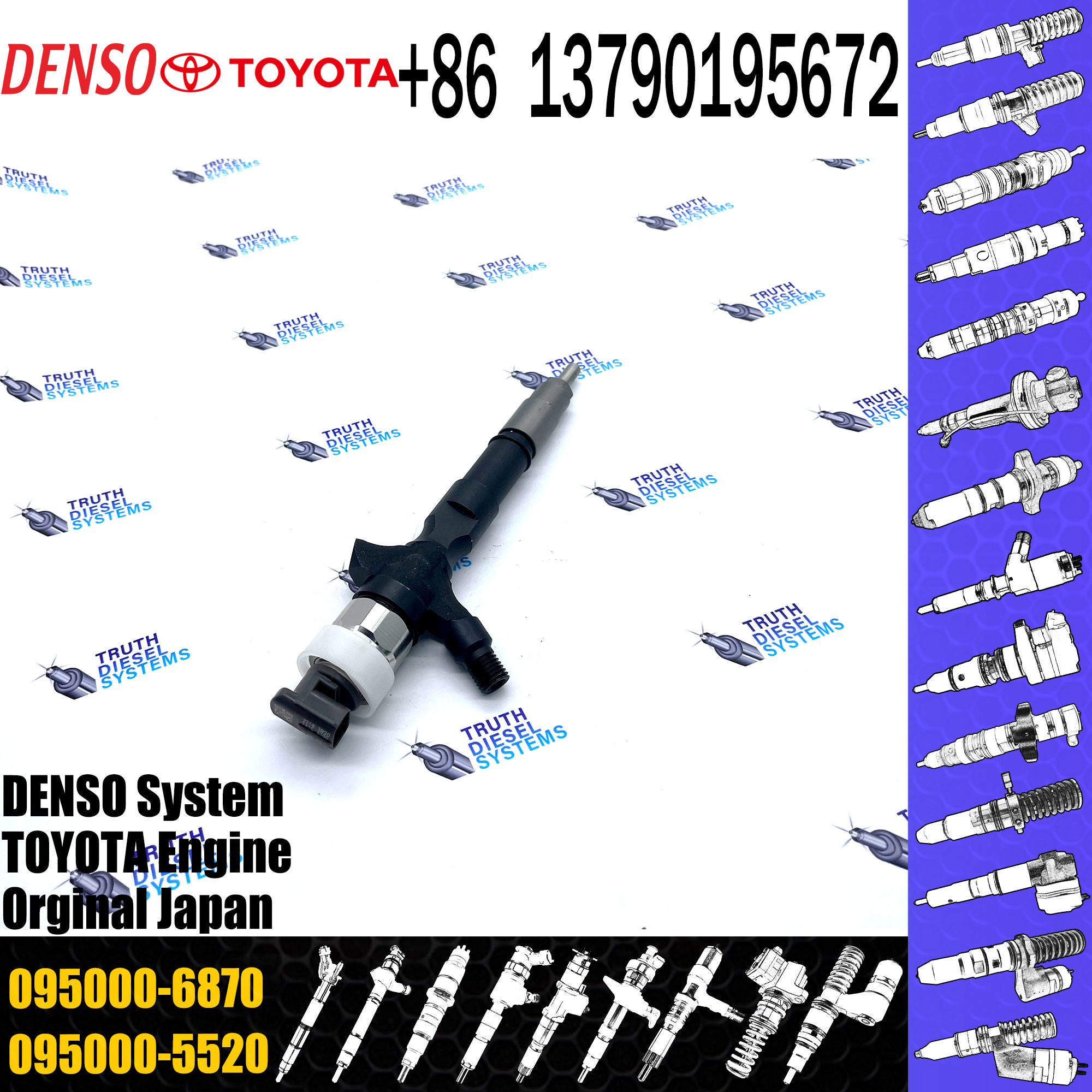 Diesel Common Rail Injector Assembly 23670-39155 095000-6870 For TOY0TA 1KD-FTV Engine