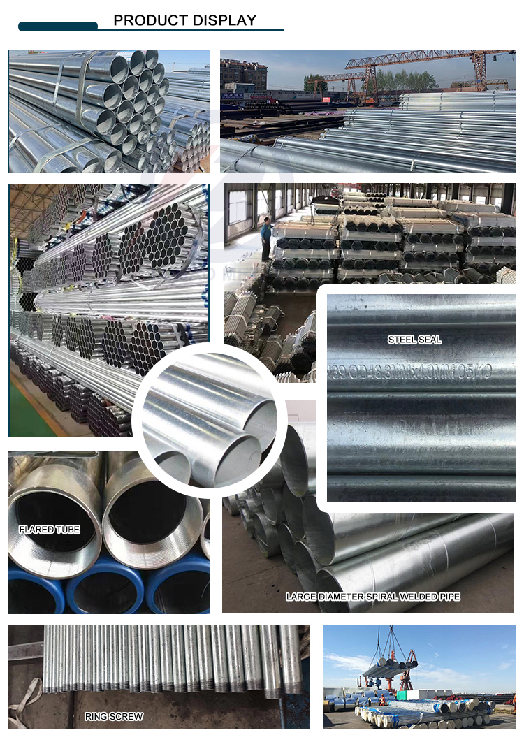 Tolerance ±1% Galvanized Steel Pipe Zinc 80g 6/12 meters Standard Length for Greenhouse Frame and Construction Material