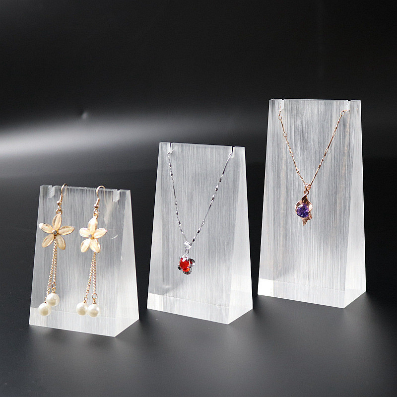 Custom Size Acrylic Necklace Display Holder Brushed Finishing For Jewelry Store