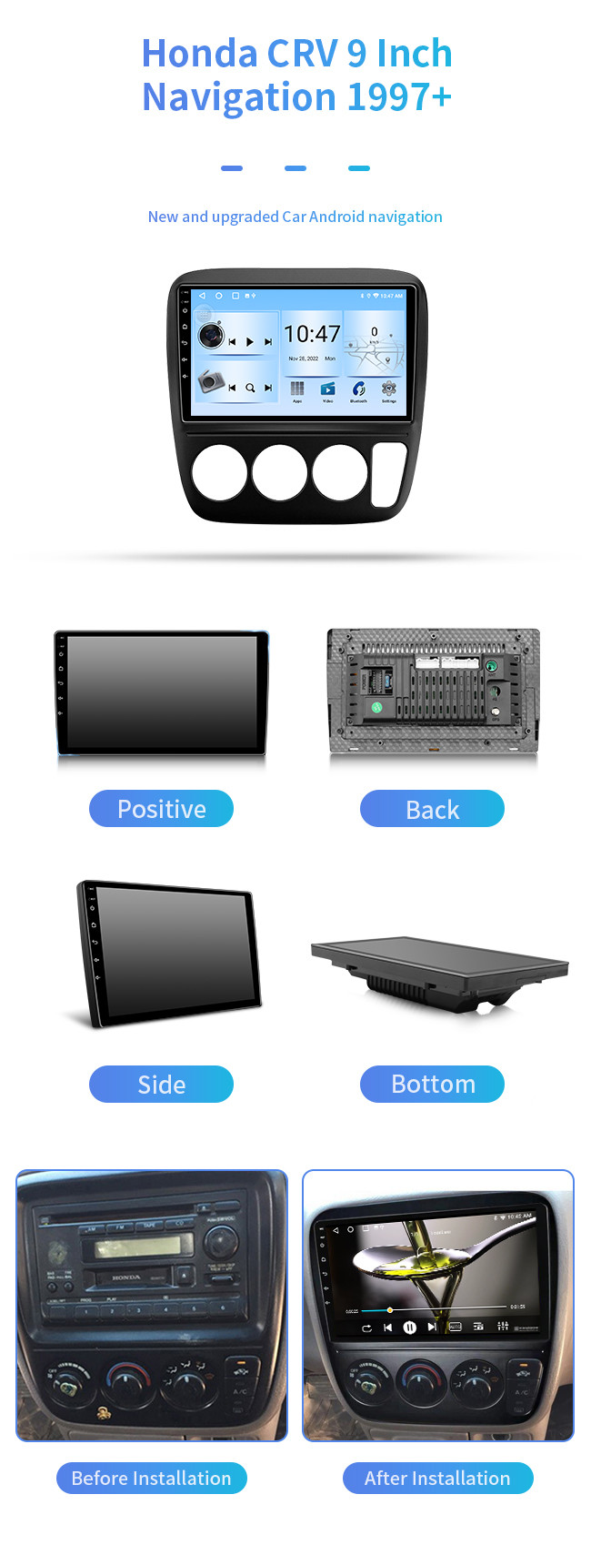 4-Core For Honda CRV 1997+ Wireless Bluetooth Car MP5 Bluetooth Car Navigation