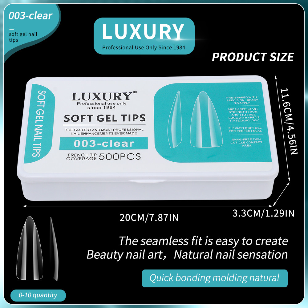 500pcs/Box Medium Coffin Nail Tips Natural Matte Full Cover Acrylic Pre-Shaped Nail Tips 11 Sizes