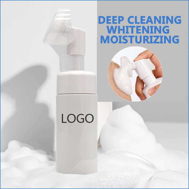 2025 Foaming Face Wash Private Label Turmeric Vitamin C Aloe Vera Amino Acid Facial Cleanser with Brush Whitening Face Cleanser