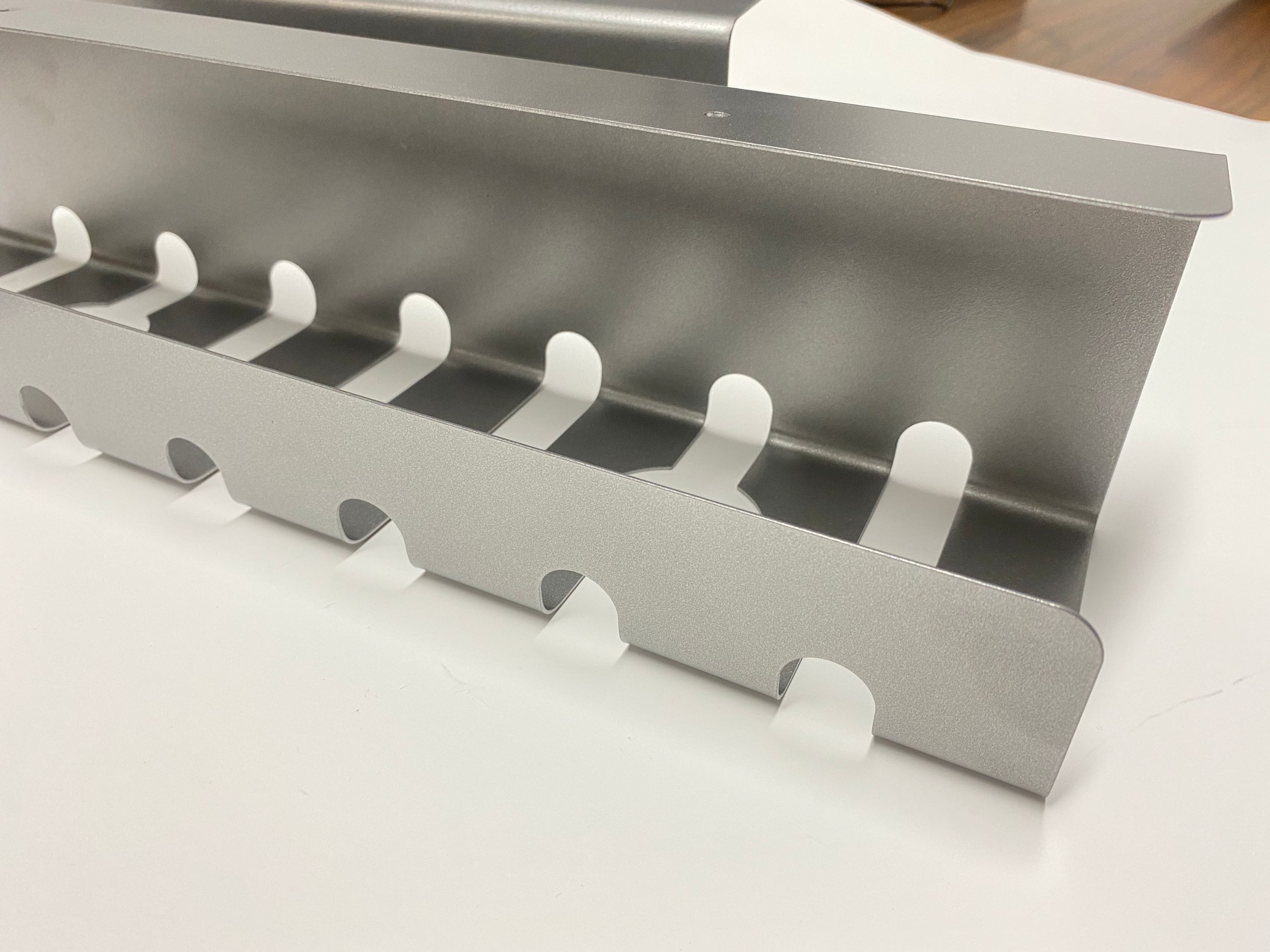 Maximize Space with Perforated Computer Desk Cable Management Rack Tray 43x10x10cm