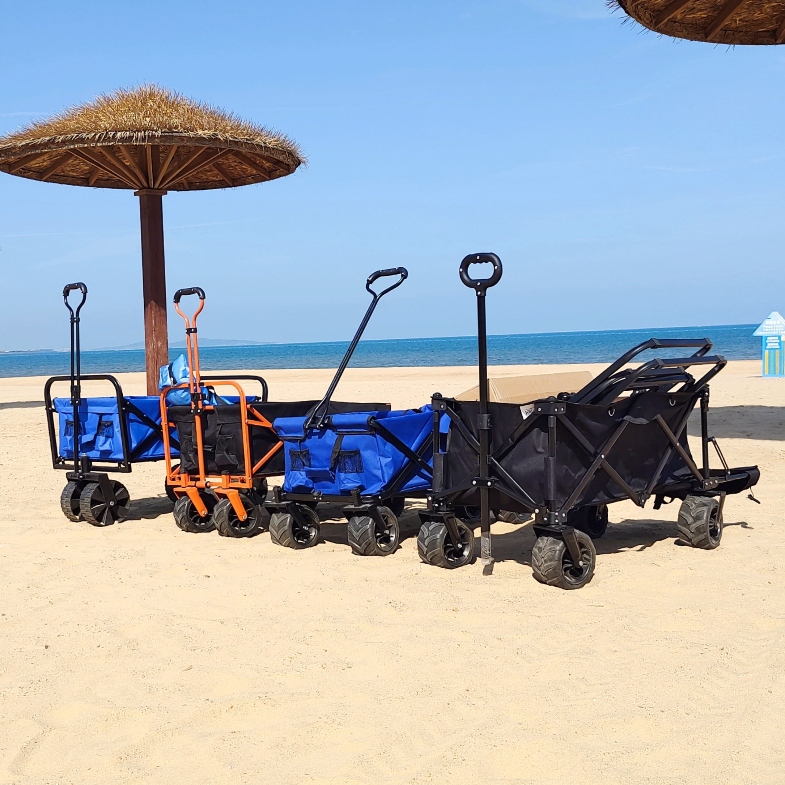 Wide Wheel Folding Wagon Accept Customized Four Way Folding Beach Cart