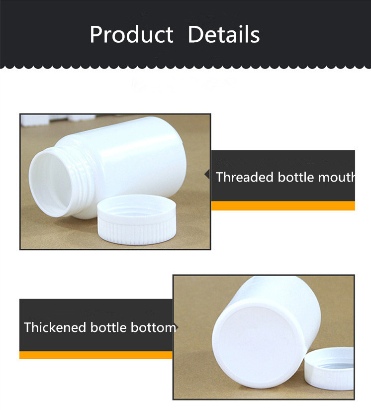 Hot Stamping 50cc Empty Plastic Bottle Capsule Pill with White Aluminum Foil Gasket Lid