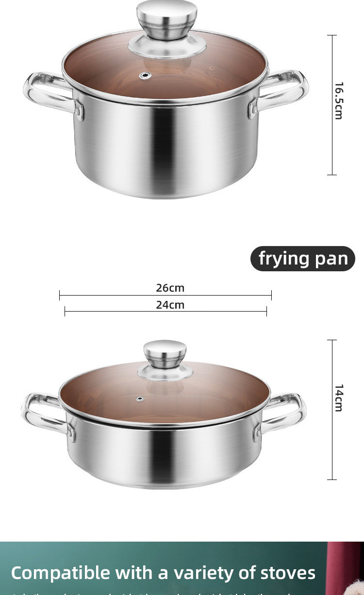 Factory Direct Kitchen Cooking Food Stainless Steel 3 PCS Cooking Pots And Pans Cookware Sets