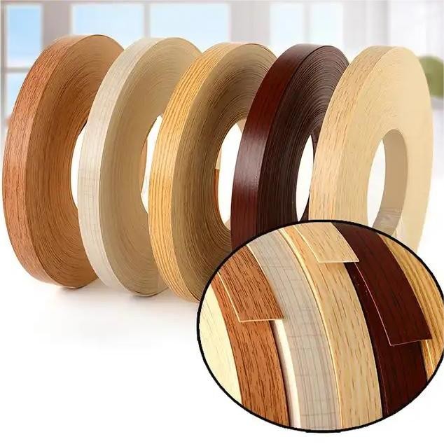 0.6mm 1 Mm Wood Grain PVC White Colored Furniture Edge Banding