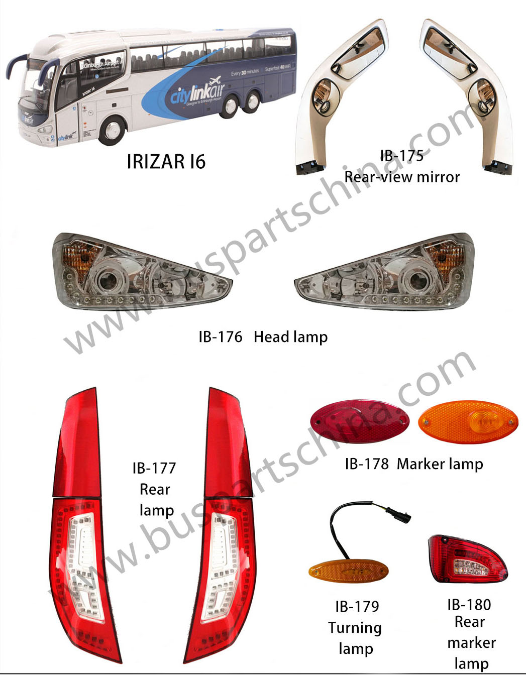 IRIZAR Bus Parts Auto Front High Beam Lamp with Position lzx6012