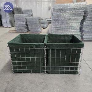 China Heavy Duty 3 Inch Mesh Hole Gabion Basket MIL1 1.37M High Hesco Barrier Welded Gabion Box Lined With Geotextile Cloth on sale
