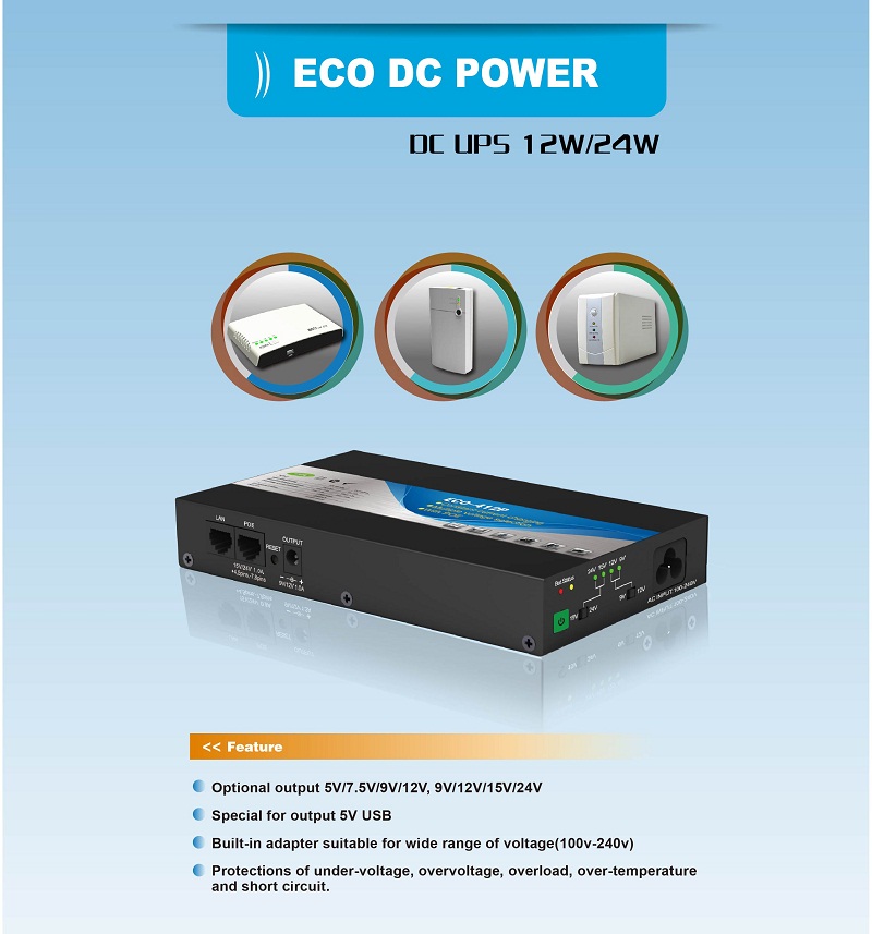 High Compatibility Mini DC UPS , DC Power UPS High Capacity Lithium Battery
