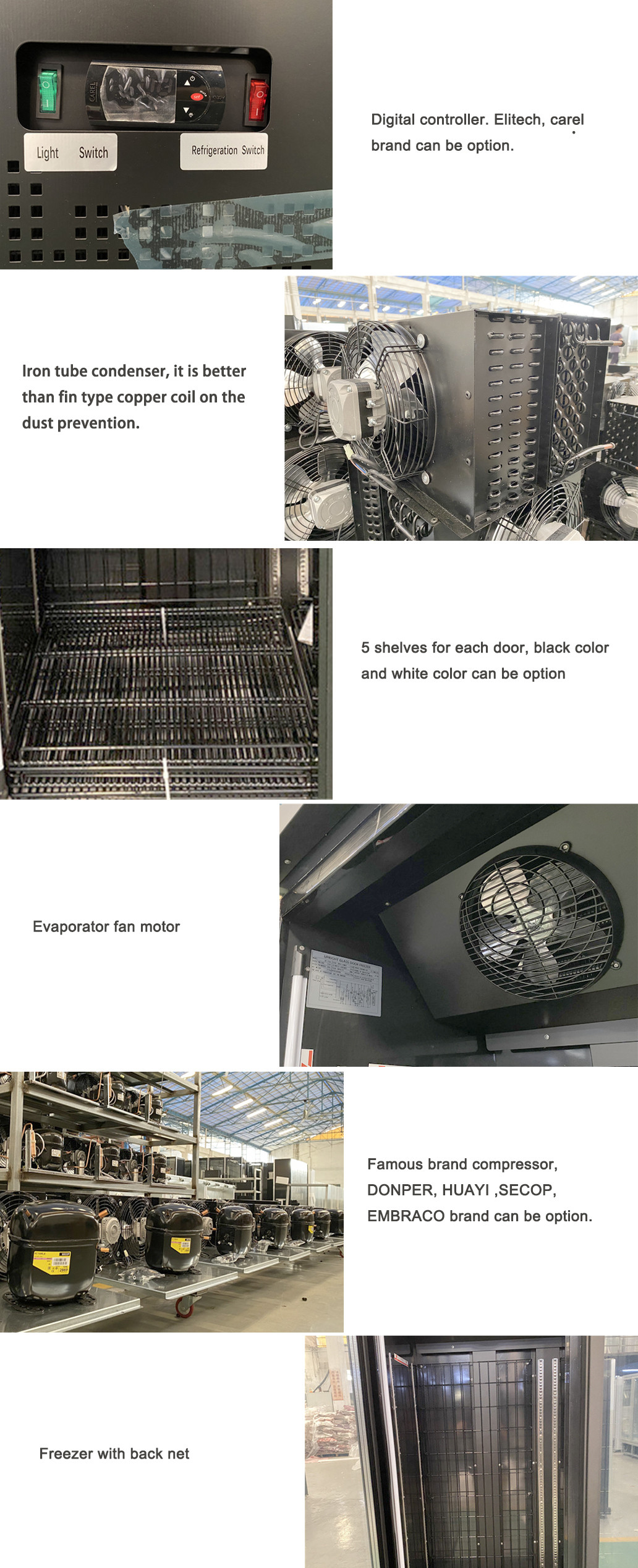 Commercial Glass Doors Vertical Freezing Showcase Upright Freezer