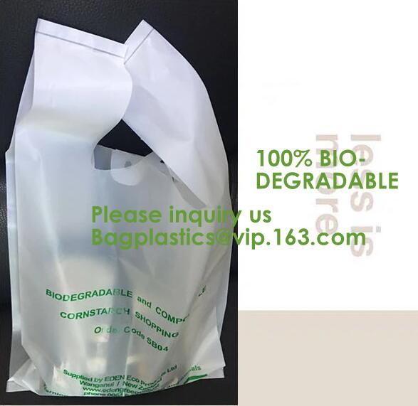 BIODEGRADABLE PVA PLASTIC WATER SOLUBLE VEST HANDLES BAG, COMPOSTALE PLA+PBAT CORN STARCH POTATOES STARCH ECO FIRNEDLY