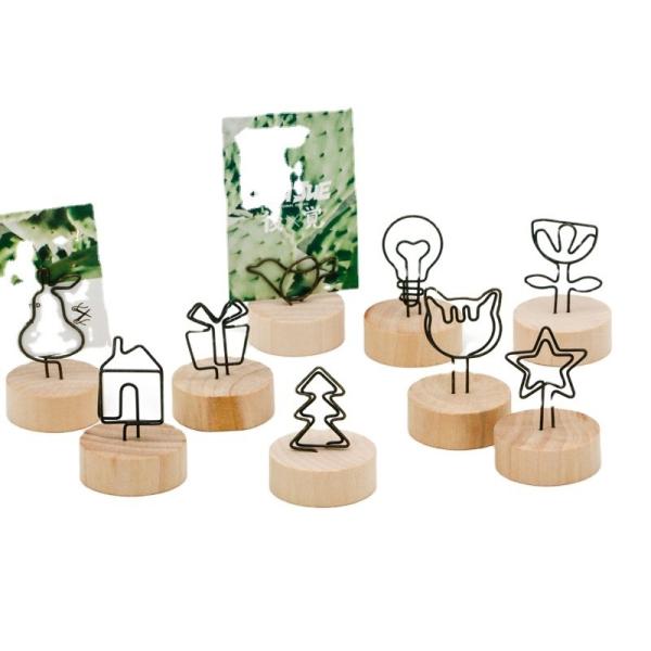 Wooden Base Place Card Holders Rustic Iron Wire Picture Picks Clip Party