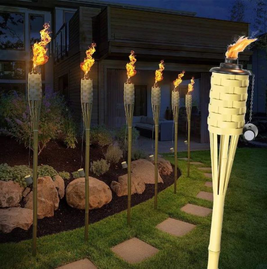 Natural Bamboo Tiki Torch Garden Toy Colorful Bamboo Torch For Children And Outdoor Parties