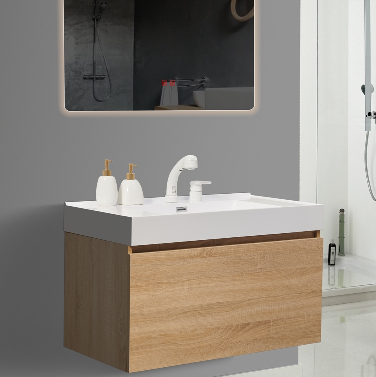 Modern Design Waterproof Bathroom Vanity Cabinet with Sink in PVC/Lacquer Finish