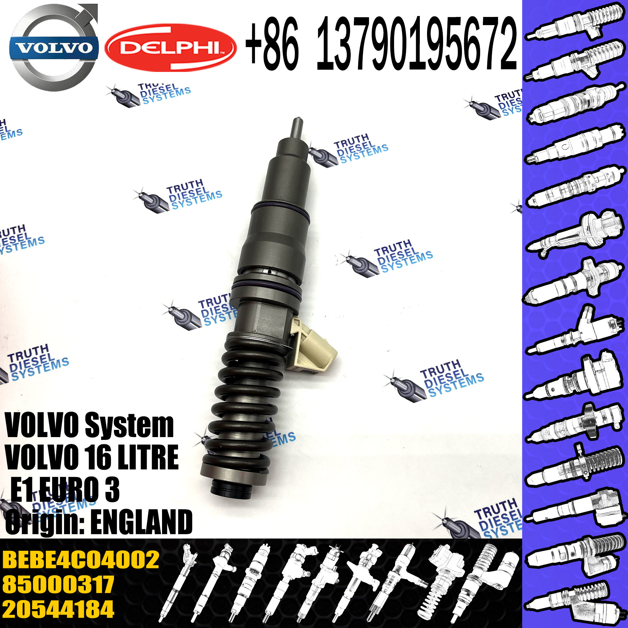 Factory Direct Sale Diesel Fuel Injector 20544184 85000317 BEBE4C04002 For VOL 16 LITRE E1 EURO 3