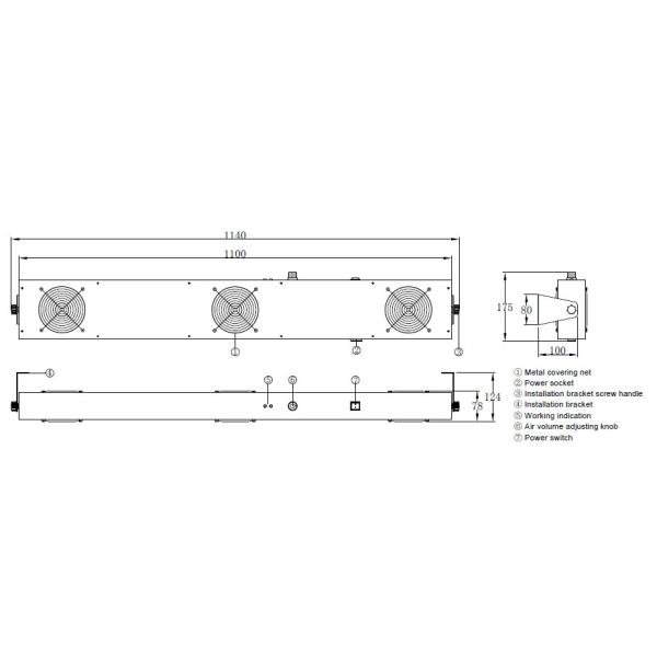 Portable DC Overhead Ionizer Air Blower Dissipative Machine CE Certification