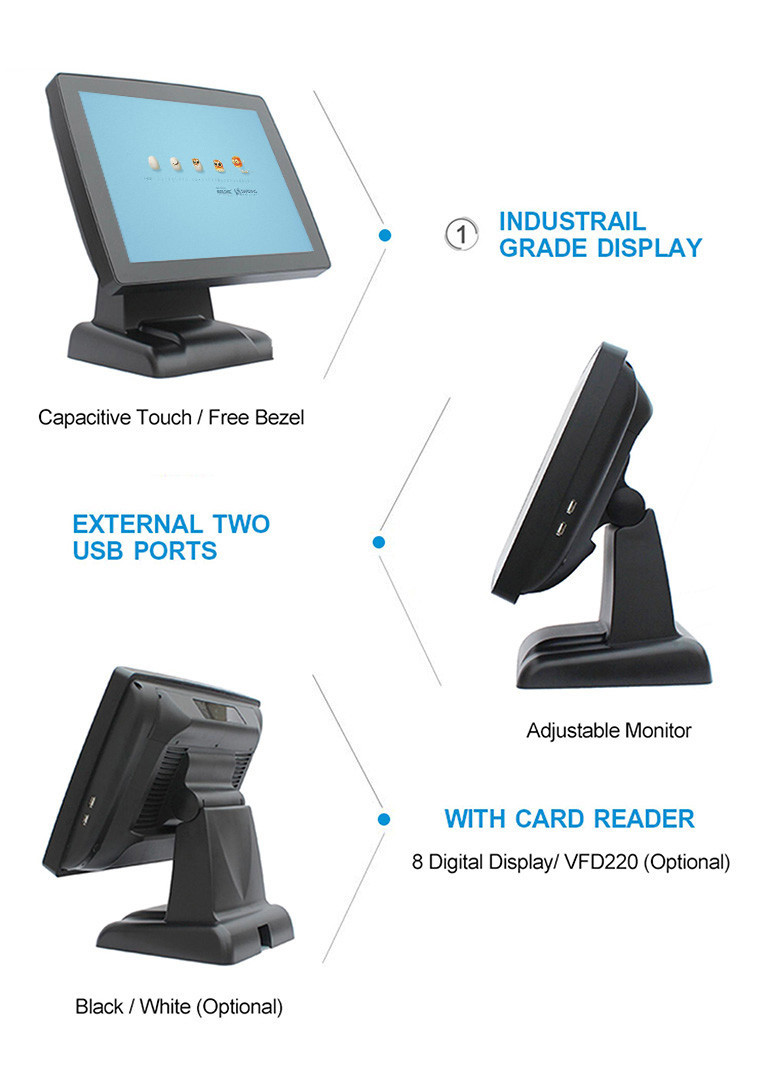 Electronic Retail Point Of Sale Terminal Double Side Touch Screen Cashing Machine