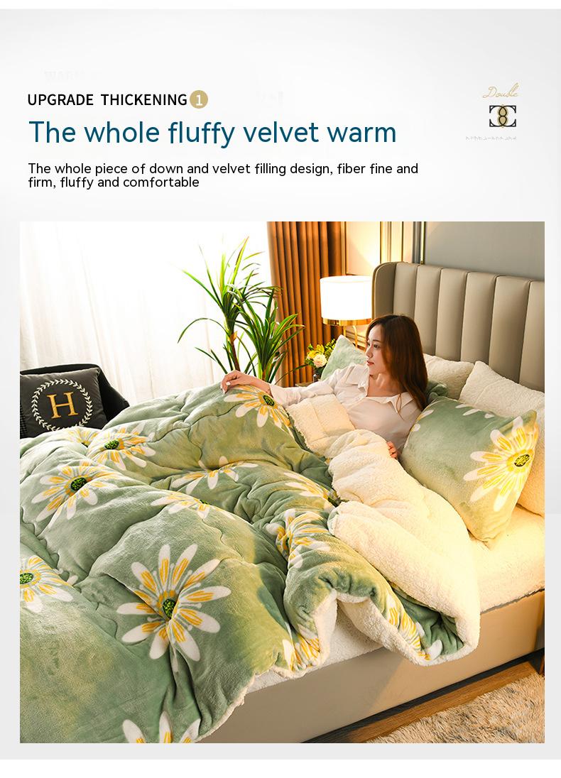 Customized Size Bedding Set Thickened Warm Lamb Fleece Quilt with 100% Polyester Fabric