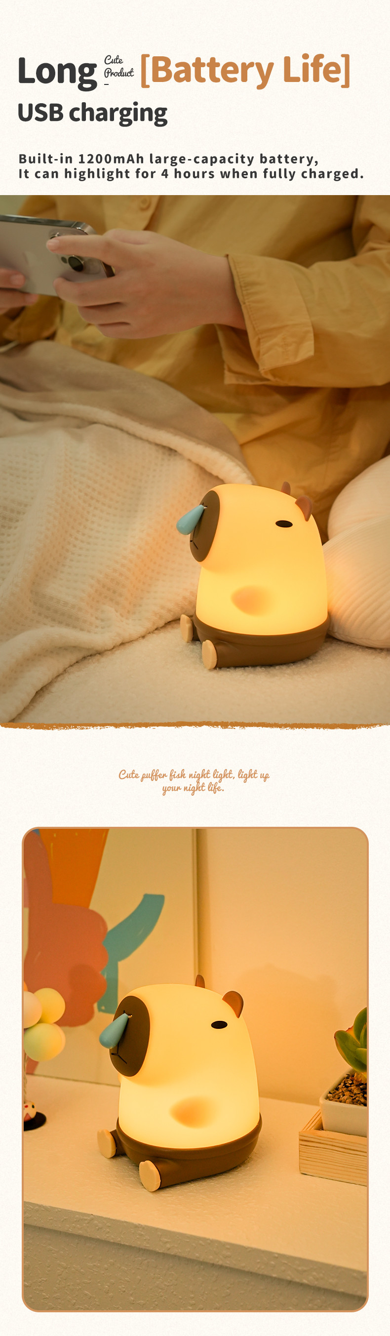 Cute Snottybara Table Lamp Animal Rechargeable Creative Cartoon Capybara Silicone Night Lamp