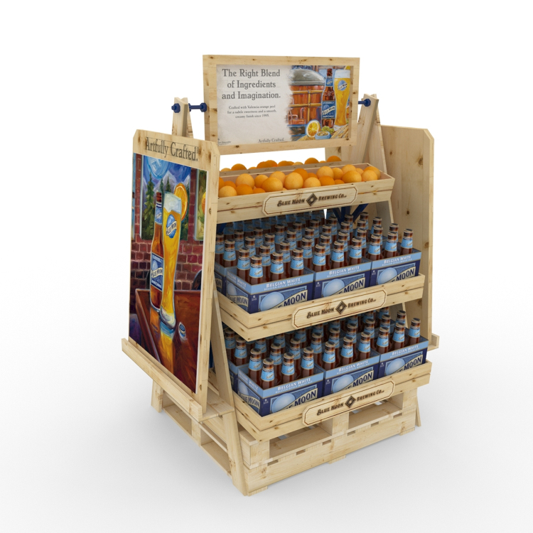 Customized Double Sided Display Rack Stable Diy Wood Wine Rack Supermarket Beer Bottle
