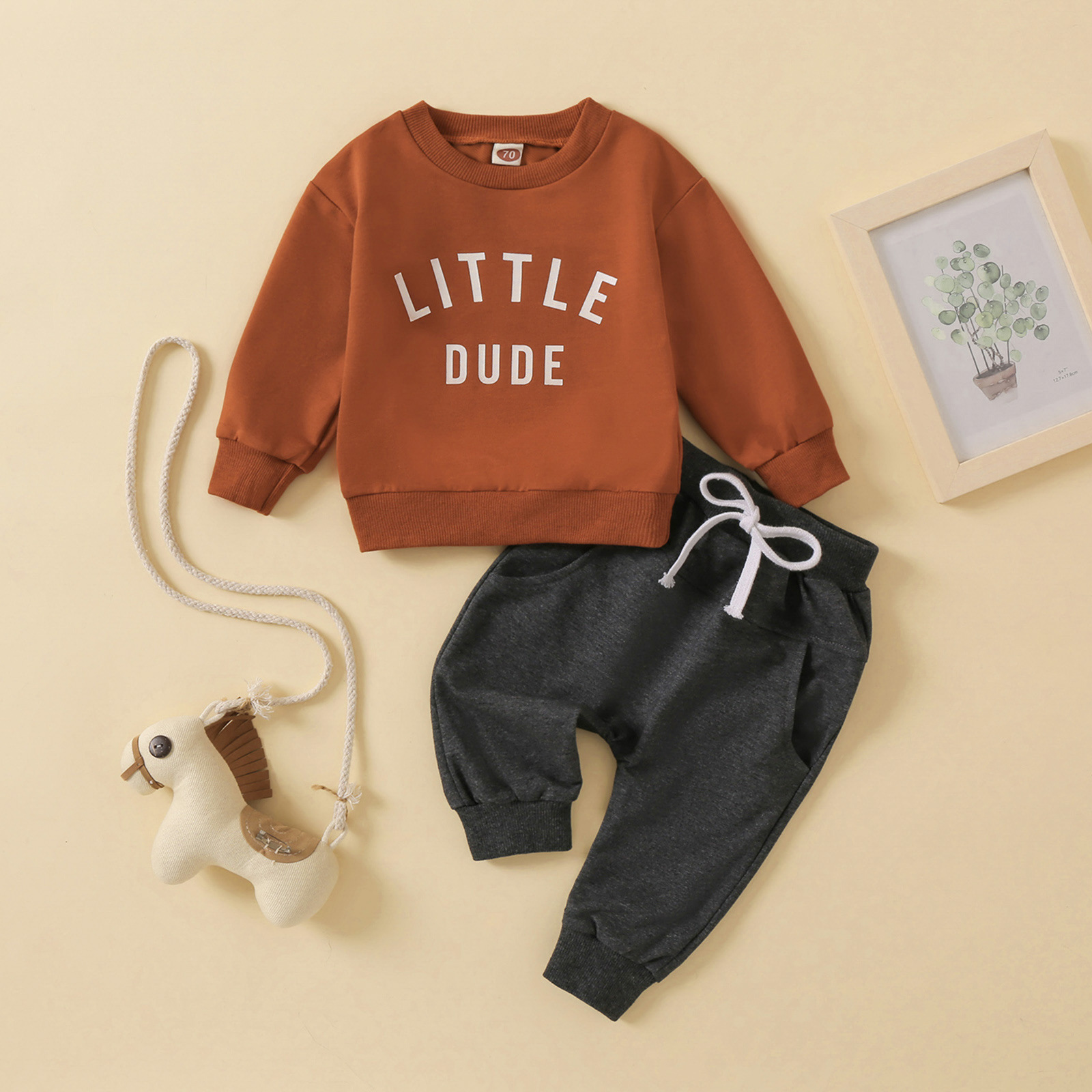 Children'S Letter Print Long Sleeved Clothes Two Piece