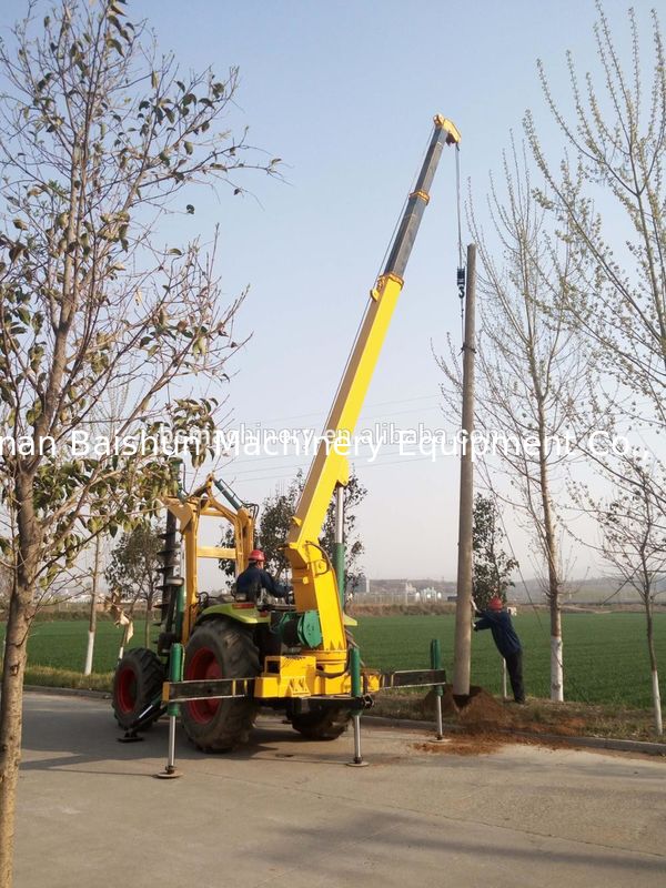 Alloy Steel Tractor Pole Erection Machine With Hydraulic Post Hole Digger