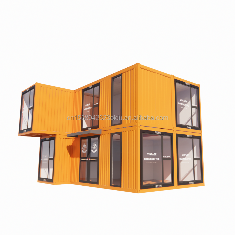 s Modern Double-Story Glass Walls Container House using 50/75/100mm Wave Sandwich Panel Detachable Collapsible Steel Van for Office