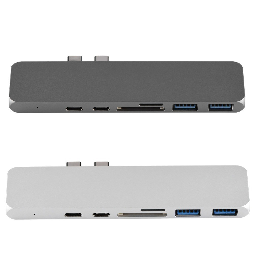 Dual Type-C Hub To 4K SD/TF Card Adapter USB 3.0 Thunderbolt 3 USB-C HUB For Mac
