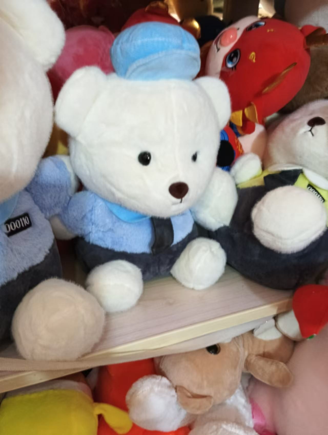 Plush toys stuffed animals bear with hat blue cloth holiday gifts cute cartoon toys