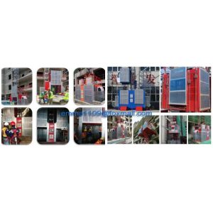 SC200 2 tons 60m Building Site Hoist with Wall tie Mast Section Climbing