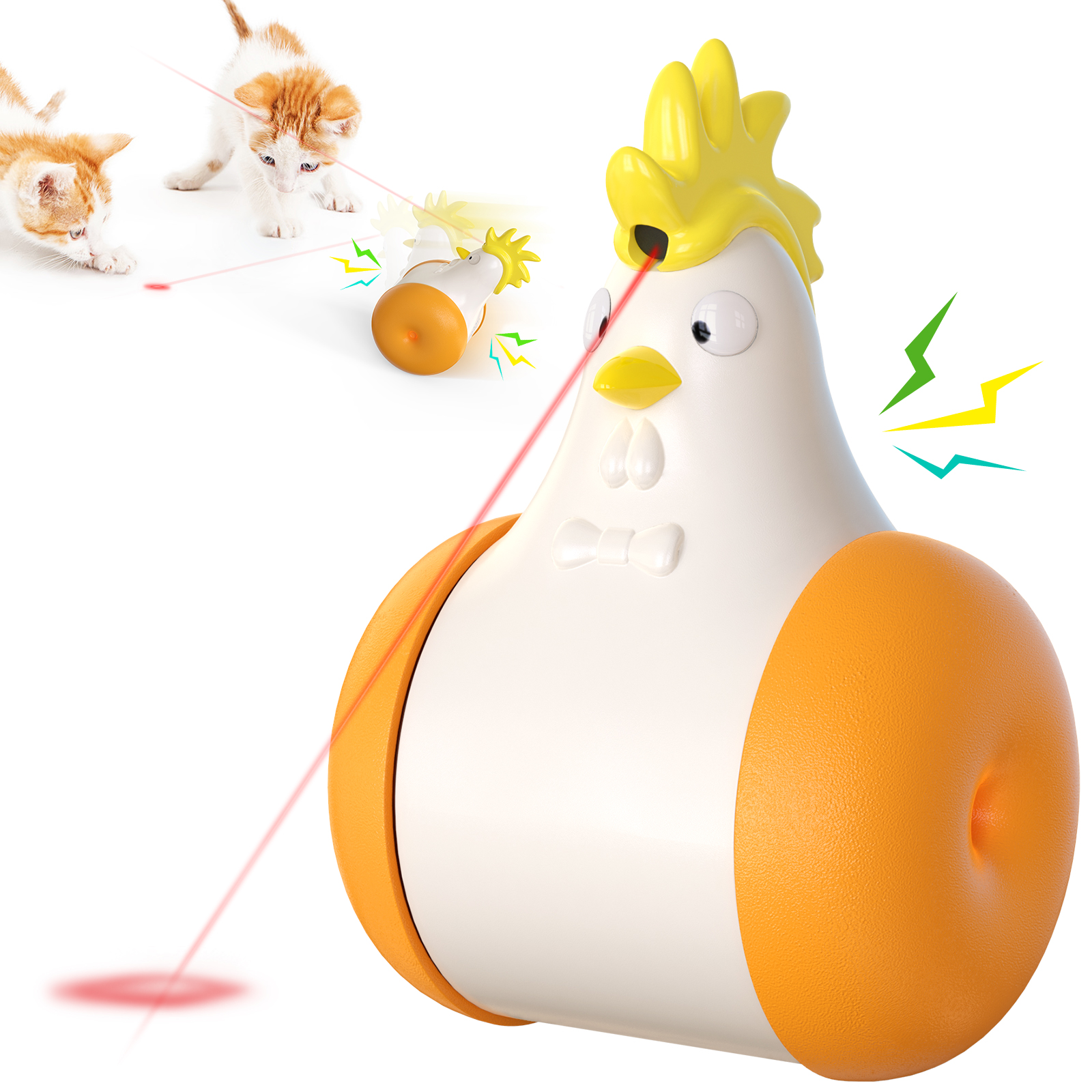 Cute Chick Shape Voice Control Tumbler Laser Pet Cat Interactive Toy
