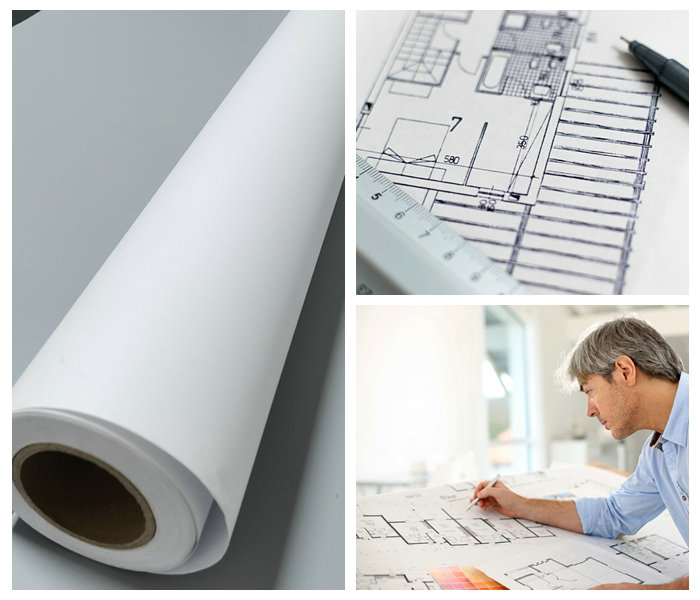 880mm * 150 foot Plain white 80gsm inkjet plotter printing paper rolls 