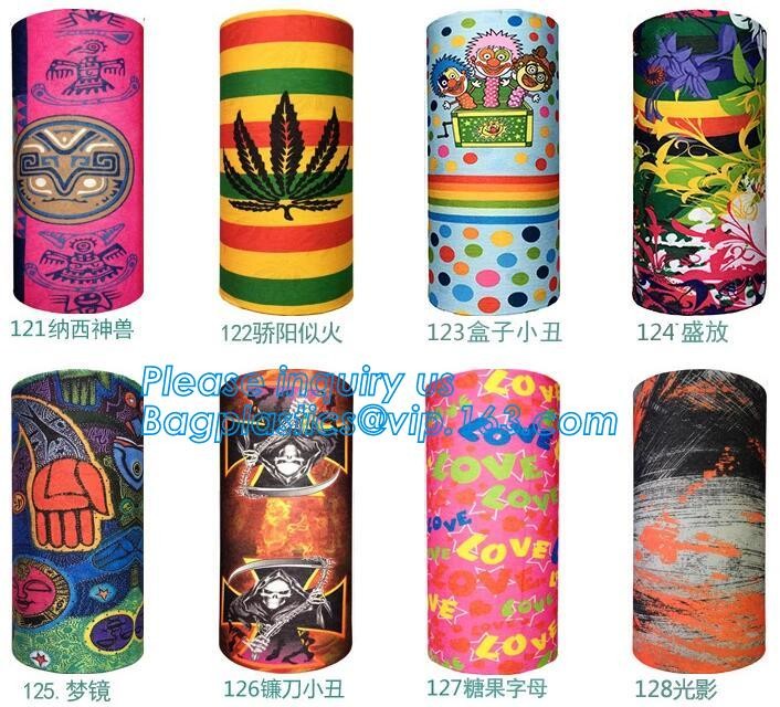 custom made digital sublimation polyester colorfast printed bandana,custom headwear printed seamless neck tube polyester