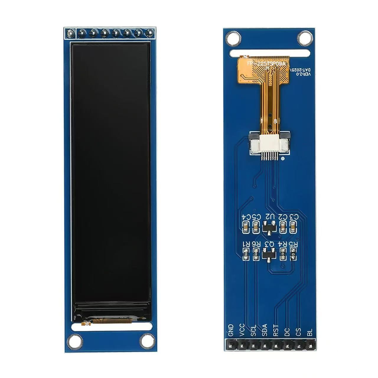 2.25 inch tft display module with PCB 76*284 dots 12:00 o"clock 4wire SPI interface 300nits