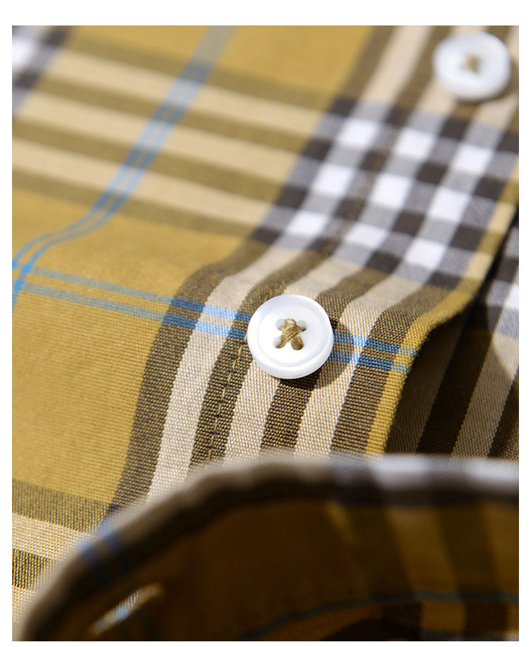 Men's Slim Fit Plaid Shirt in Viscose/Polyester/Spandex for Spring/Autumn Office Wear