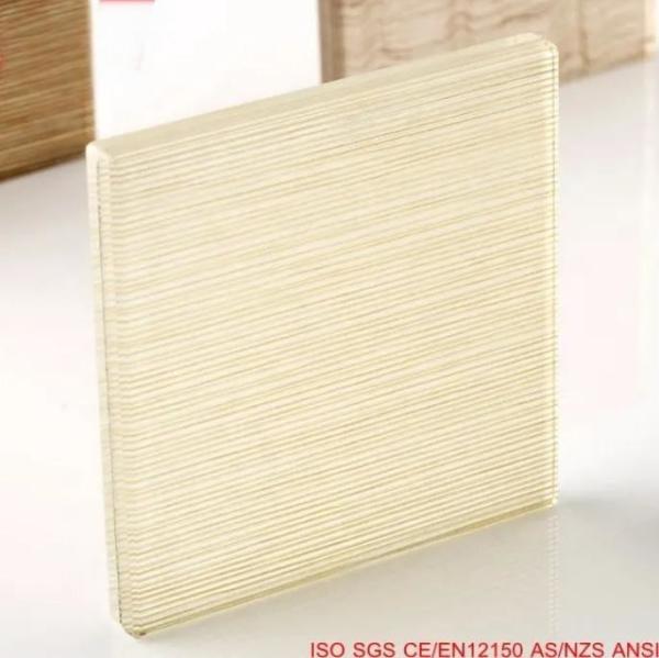 8mm Tempered Decorative Fabric Laminated Glass Min Size 300*300mm Thickness 3mm