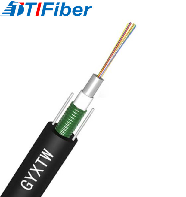 Singlemode GYXTW G652D Fiber Optic Wire Cable Black Outdoor Aerial