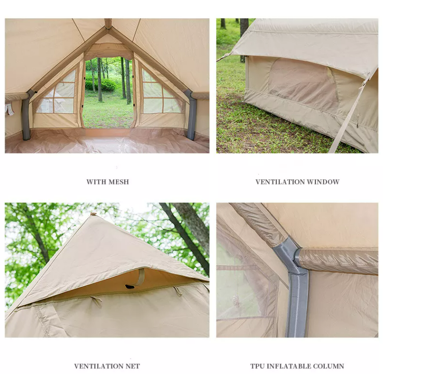 Wholesale Inflatable Air Tourist Tent Large Canvas Glamping Cabin Tent Family Outdoor Inflatable Camping Tent