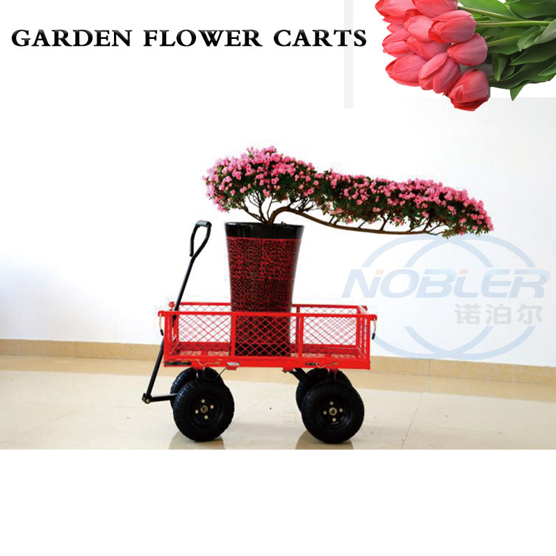 Green Potted Garden Trolley Cart Inflatable Wheel Easy And Easy