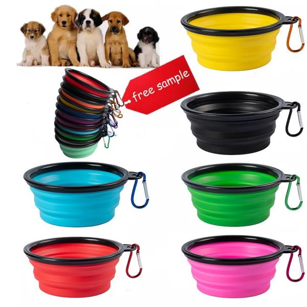 Silicone Collapsible Pet Feeder Bowls for Dogs Cats Small Animals Rounded