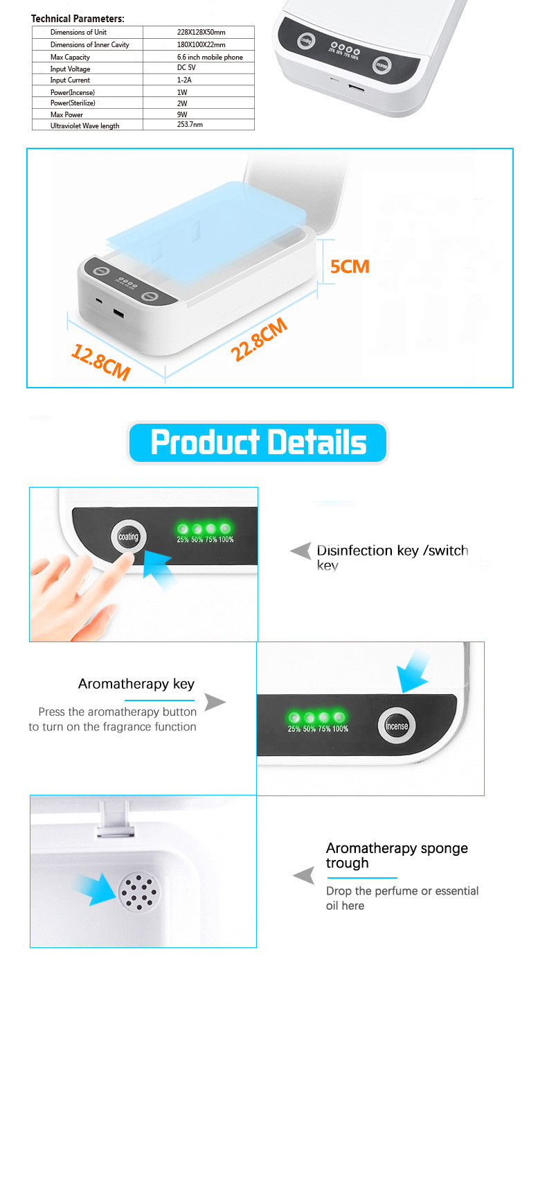 Ultraviolet Mobile Phone Disinfection Box Usb Charging Wireless Charging