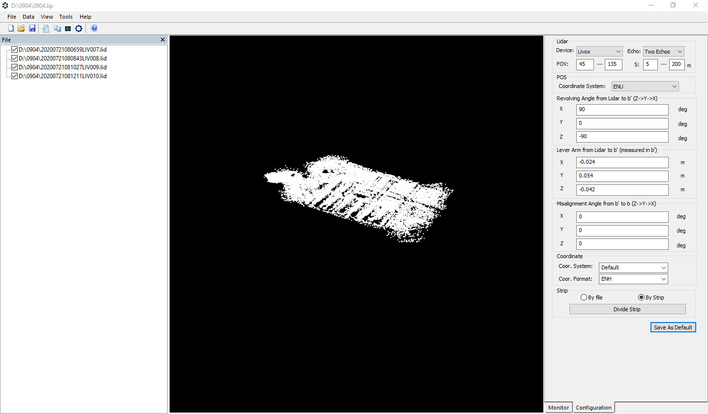 3D LiDAR Data Processing Software With Color PT File Output