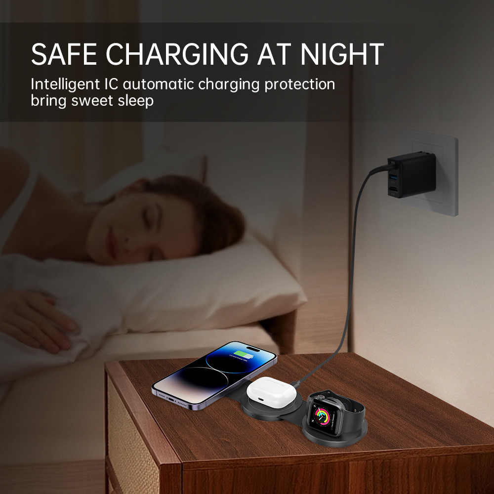 3-Fold Wireless Charging Pad 15W Fast Charging For Apple With Customizable Logo