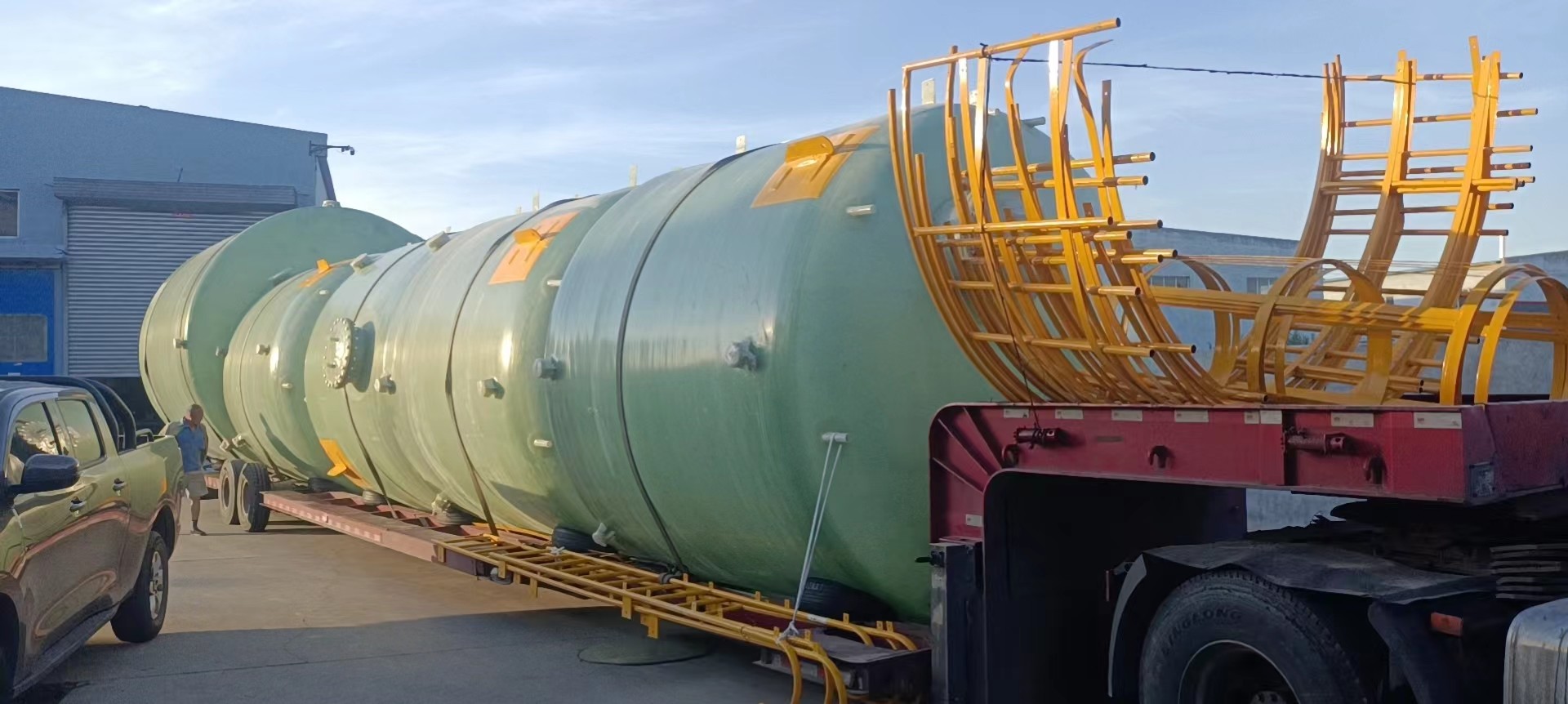 ISO9001 GRP Storage FRP Horizontal Tank Container For Water Oil Storage