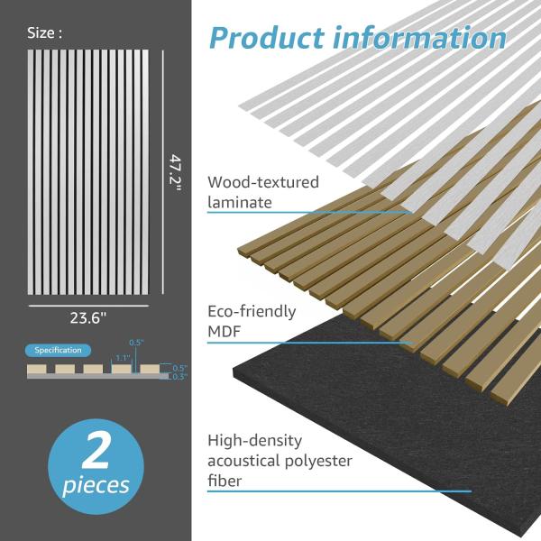 Silver 3D Fluted Sound Absorbing Panel With Wood Finish Wood Slat Acoustic